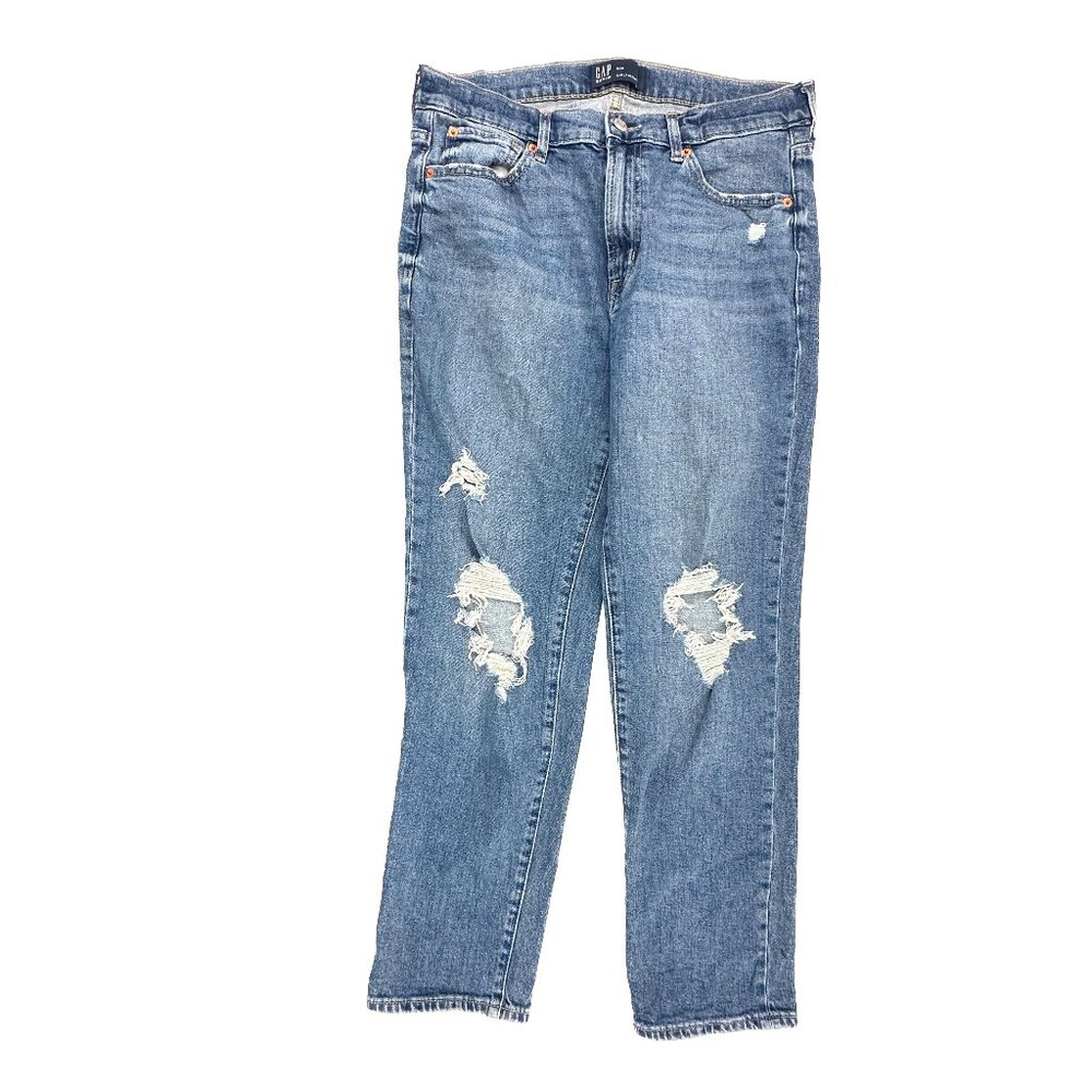 Gap Girlfriend Distressed Women's size 28 Medium Wash Blue Denim Jeans